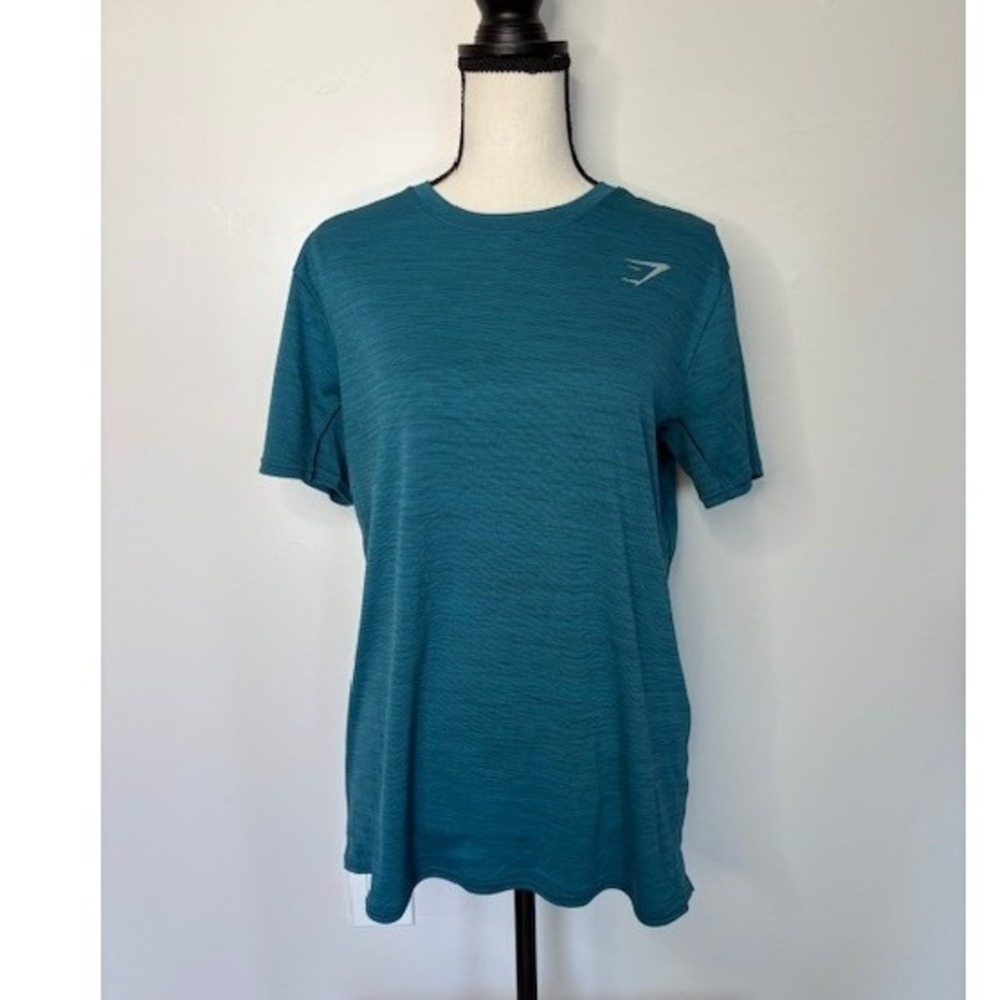 Gymshark Arrival Short Sleeve T-Shirt Mens Large Teal Blue Space Dye A2A8F